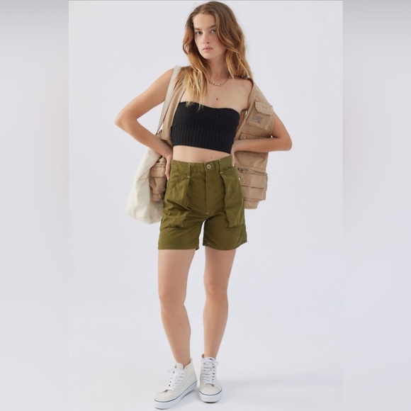 SOLD Urban Renewal Vintage Patch Pocket Utility Short, Green Cargo Shorts, 26 - Picture 1 of 8
